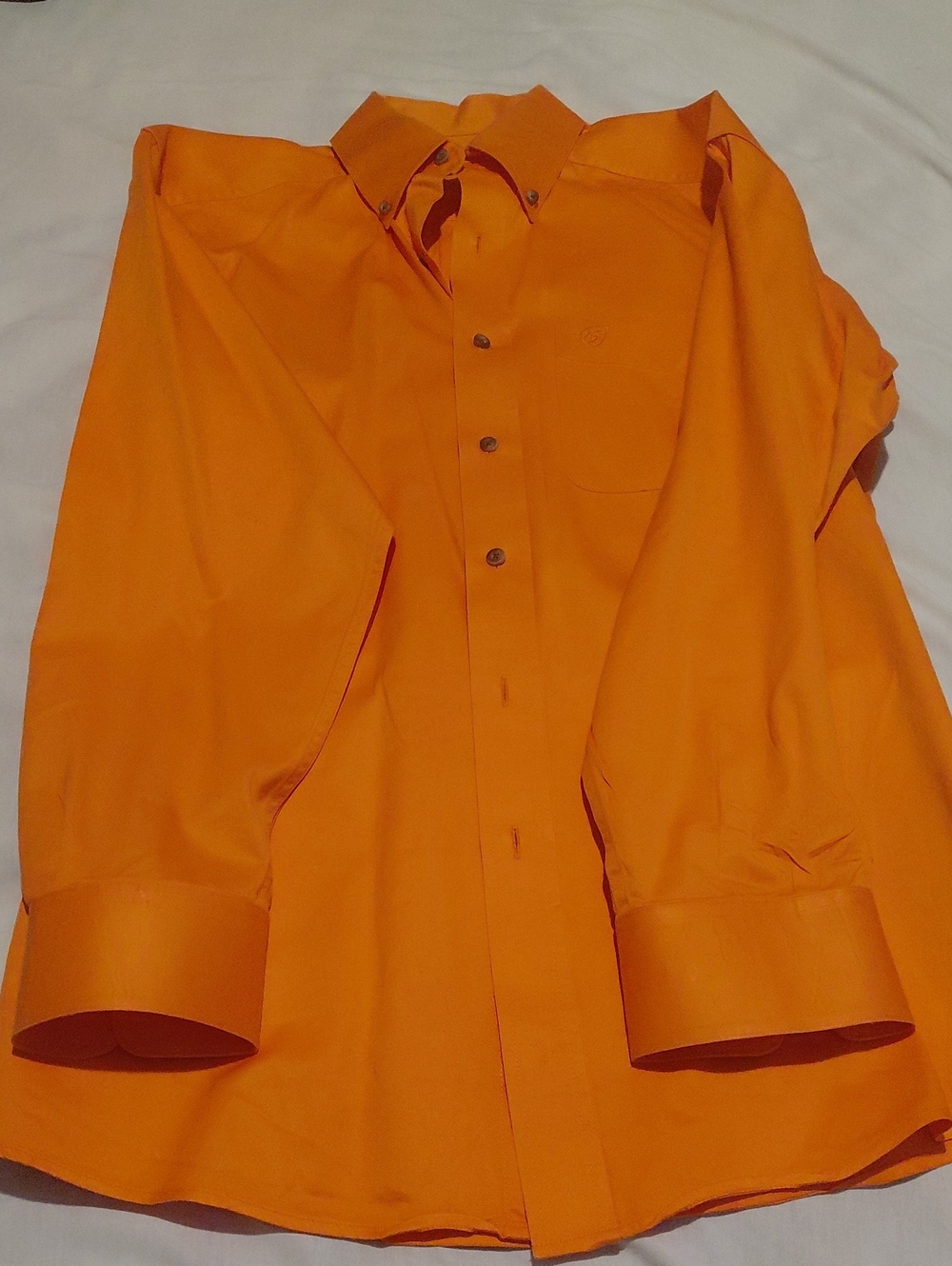 Ariat Bright Orange Men's Dress Shirt - Button-Front. Mens Large Western Cowboy